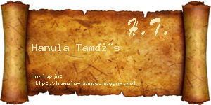 Hanula Tamás névjegykártya